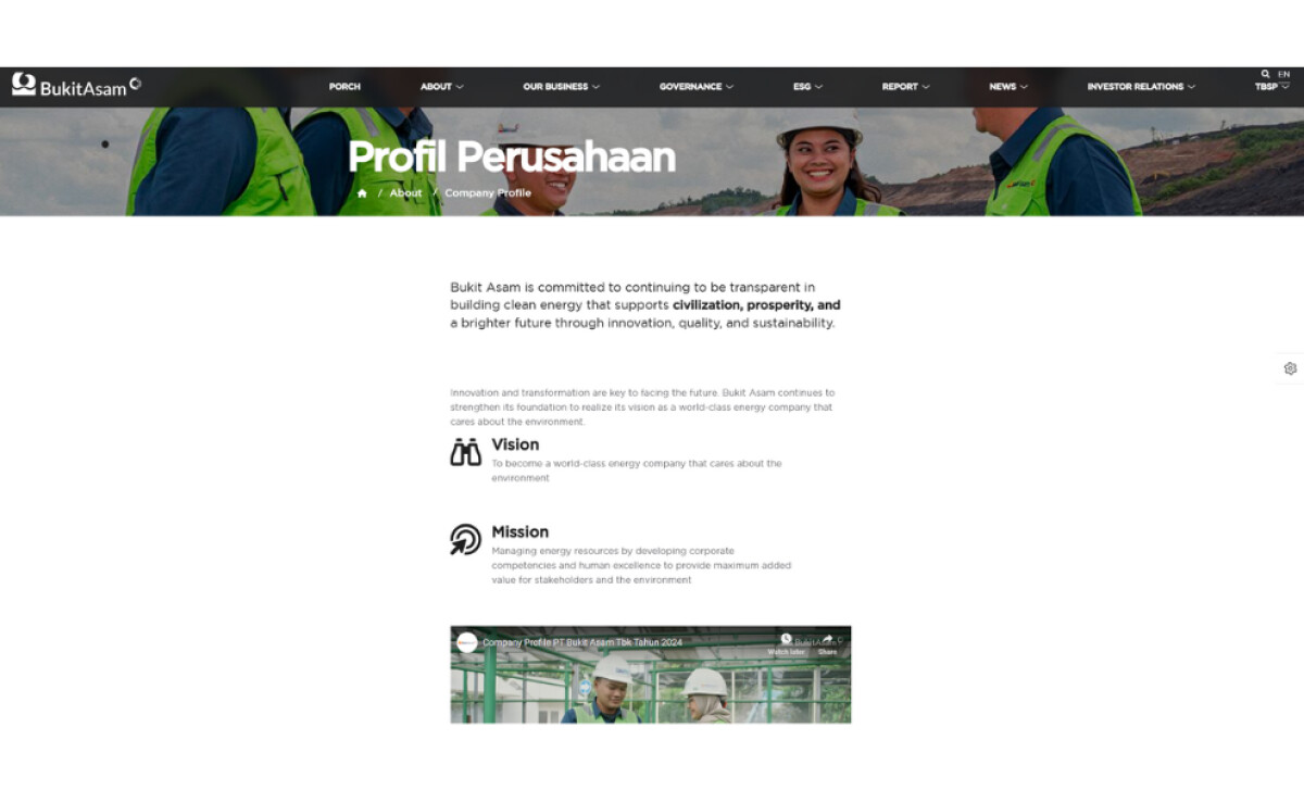 PT Bukit Asam Tbk: Beyond Coal about section by Busybits Solusi Teknologi.