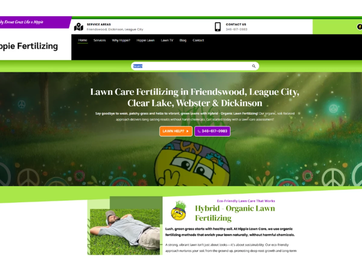 Hippie Fertilizing website design by Mint Desk Media.