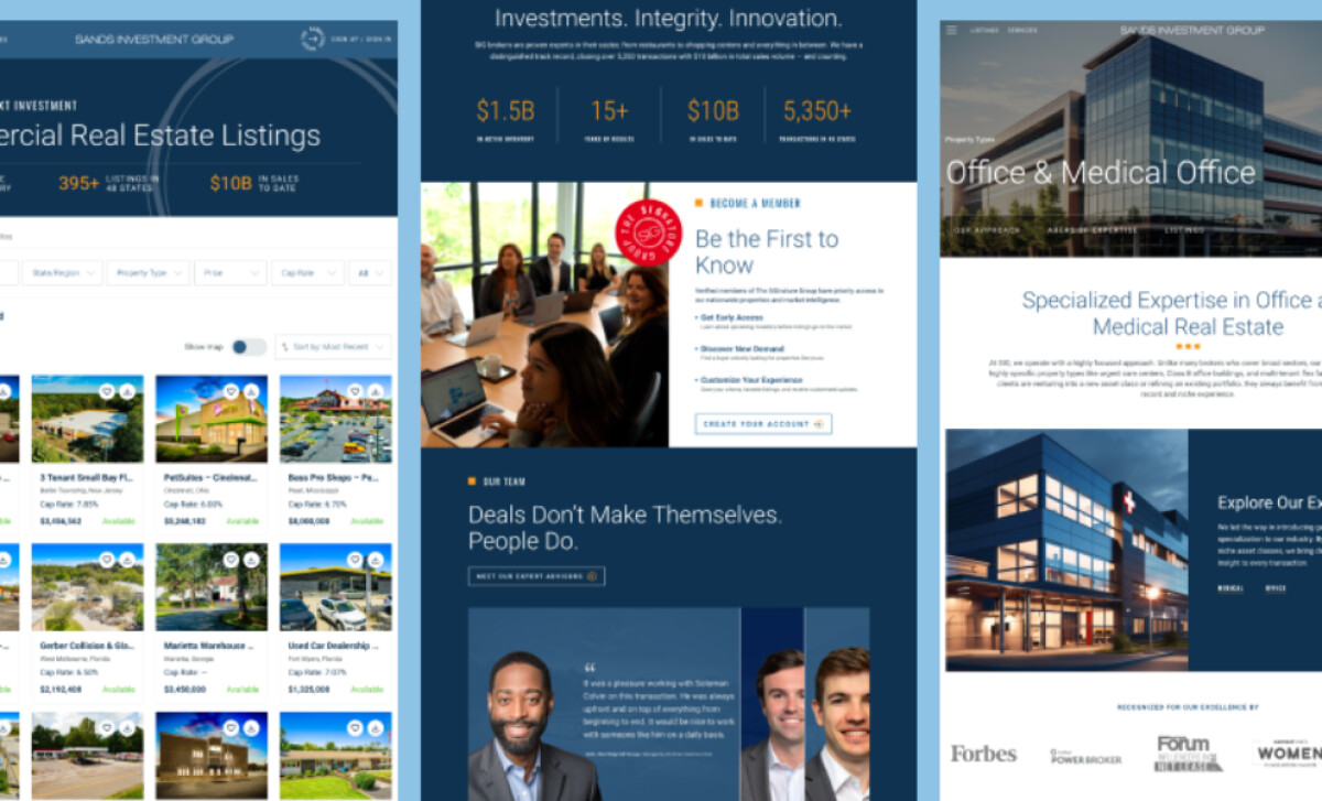 Sands Investment Group Website's Restrained Palette