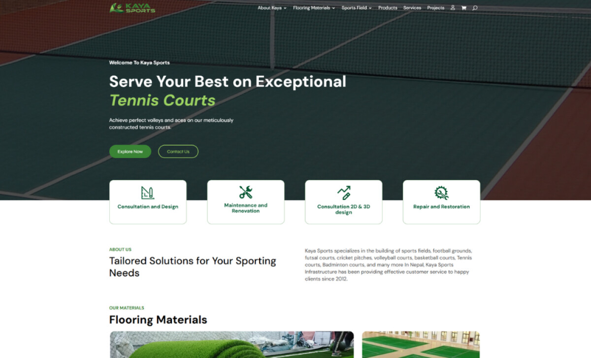 Kaya Sports services section by WeBajra Studio.