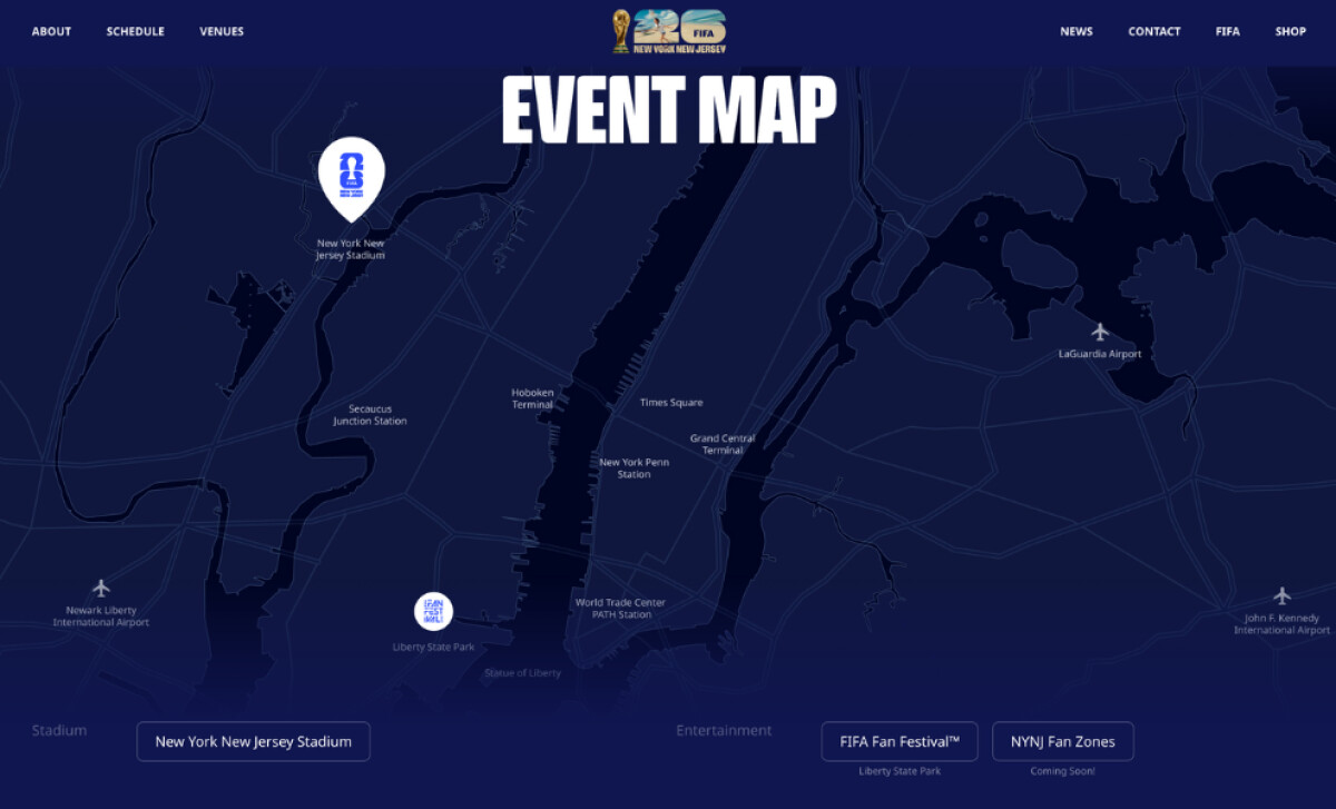 FIFA World Cup 2026 Website's Event Map