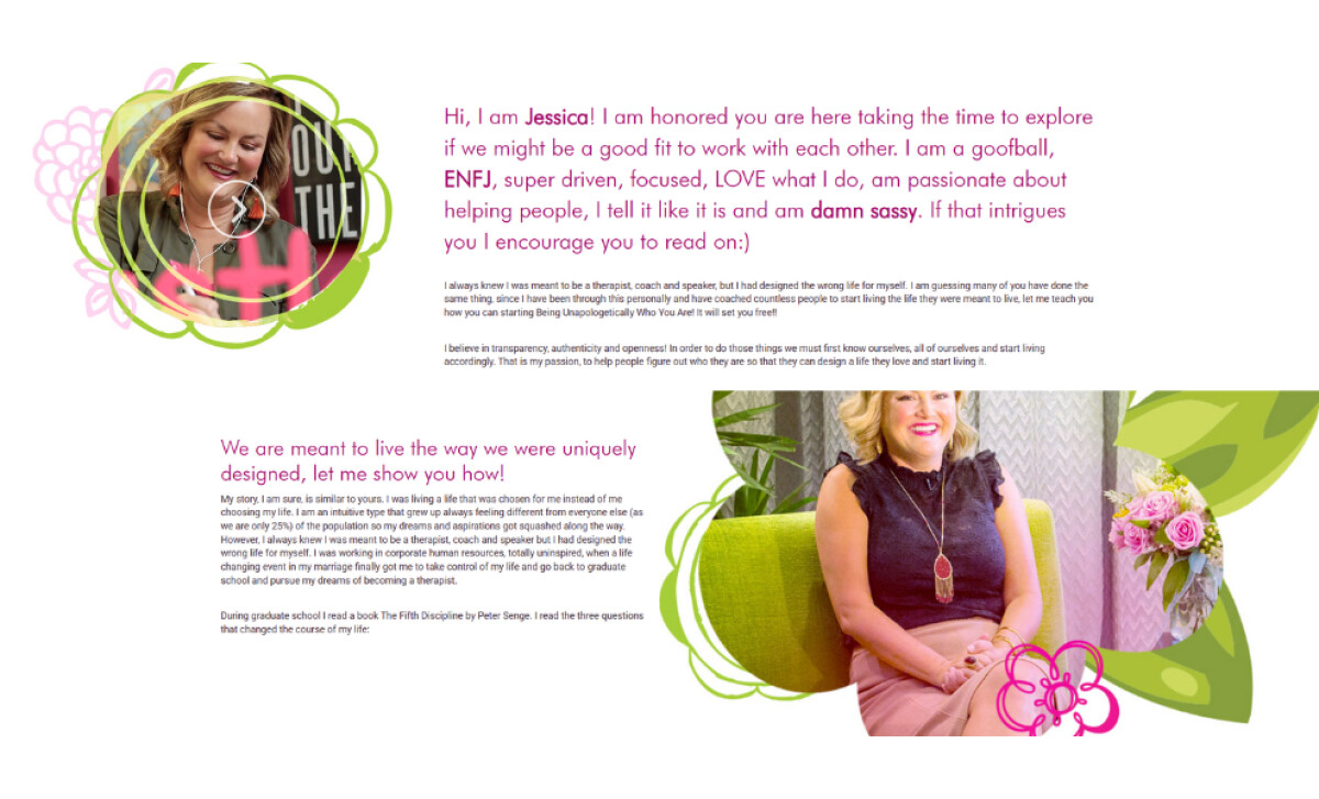 Jessica Butts about page by New Breed Design.