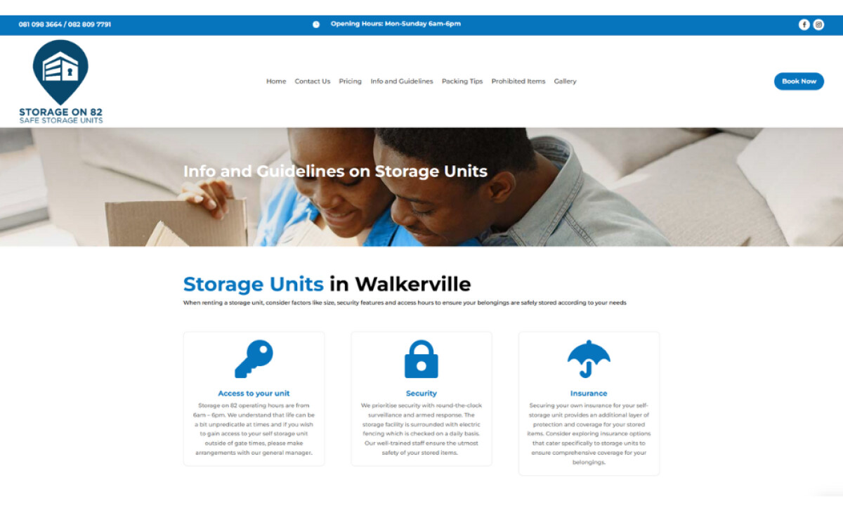 Storage on 82 info and guidelines page by Web Dynamix.