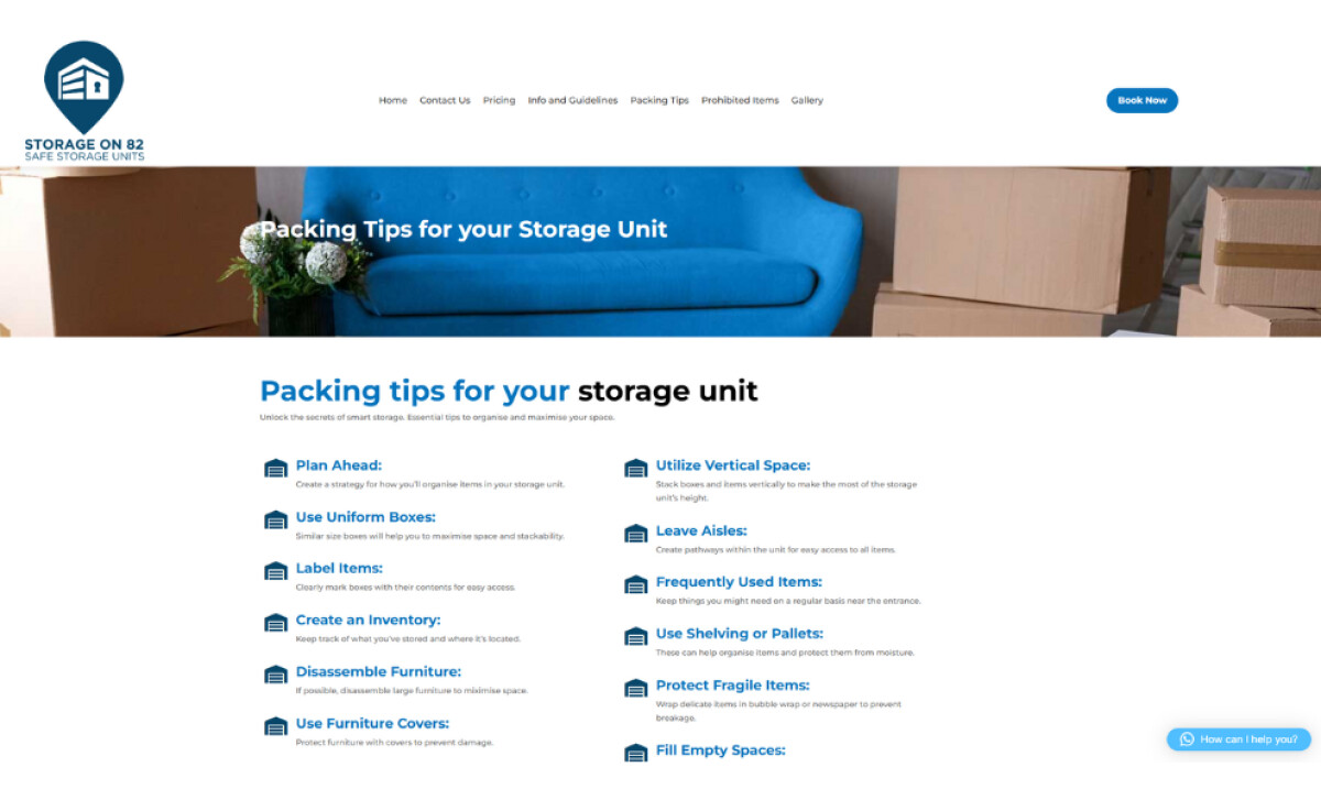 Storage on 82 packing tips page by Web Dynamix.