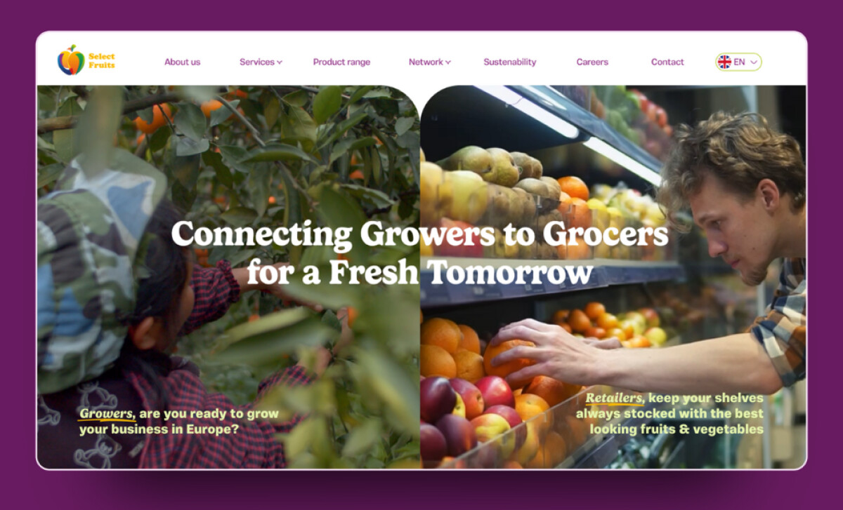 Select Fruits website design by Quickdata.