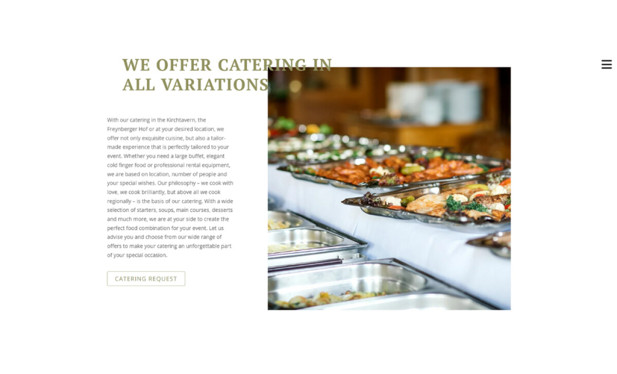 Kirchtavern catering page by Black Phoenix.