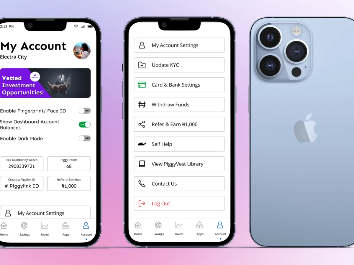 Piggyvest app design by Bamsthetics.