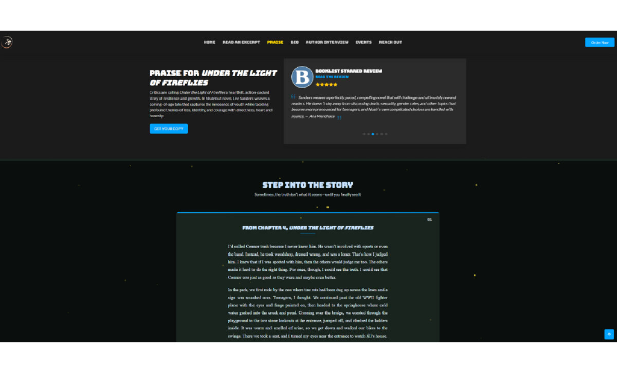 Under The Light of Fireflies praise section by AmicusAe Marketing.