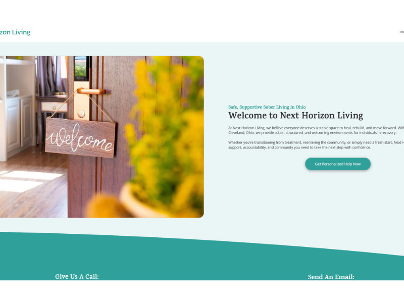 Next Horizon Living home page website design by Minnesota Web Studio.