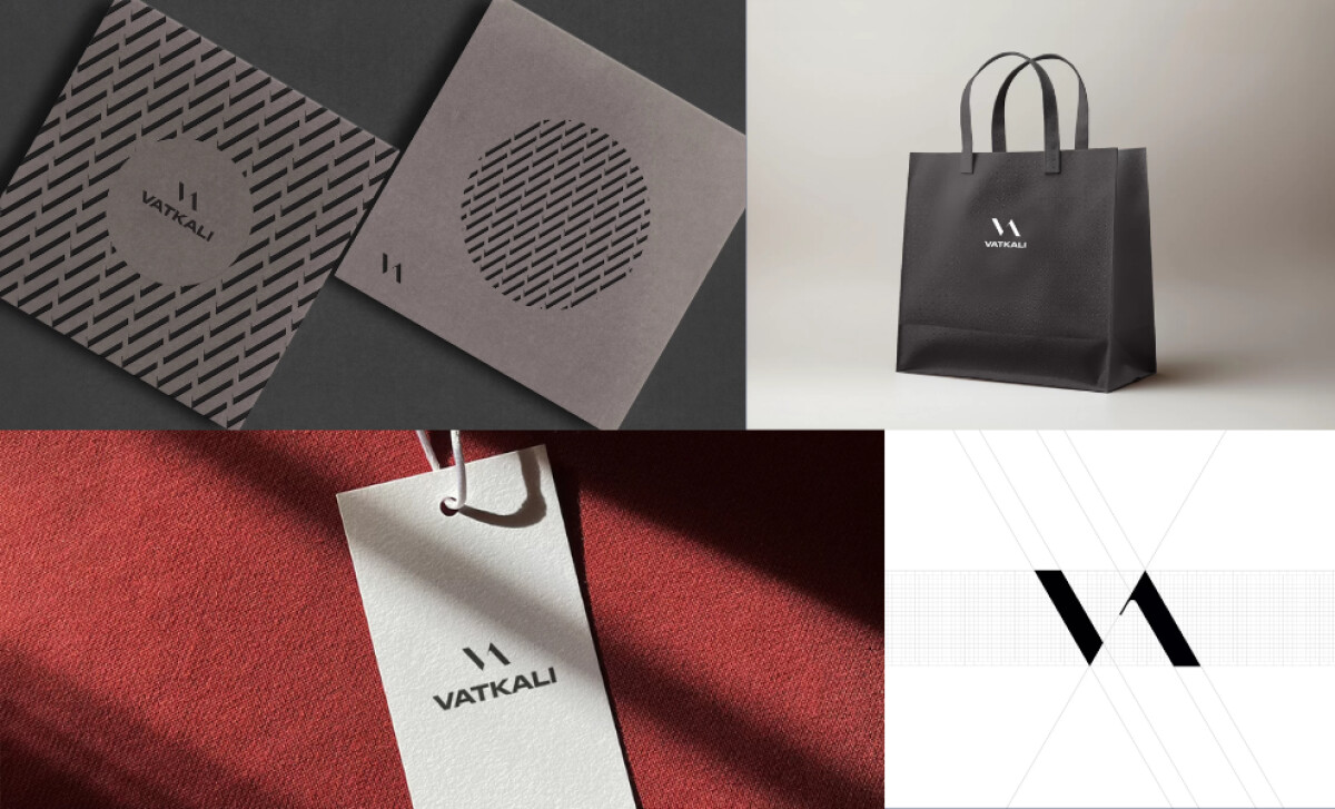 Rawcut's design of the Vatkali monogram on various marketing collaterals