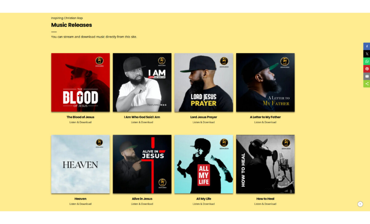 ZEEMUZEEK music section by Matthew & Grace Creative Design.