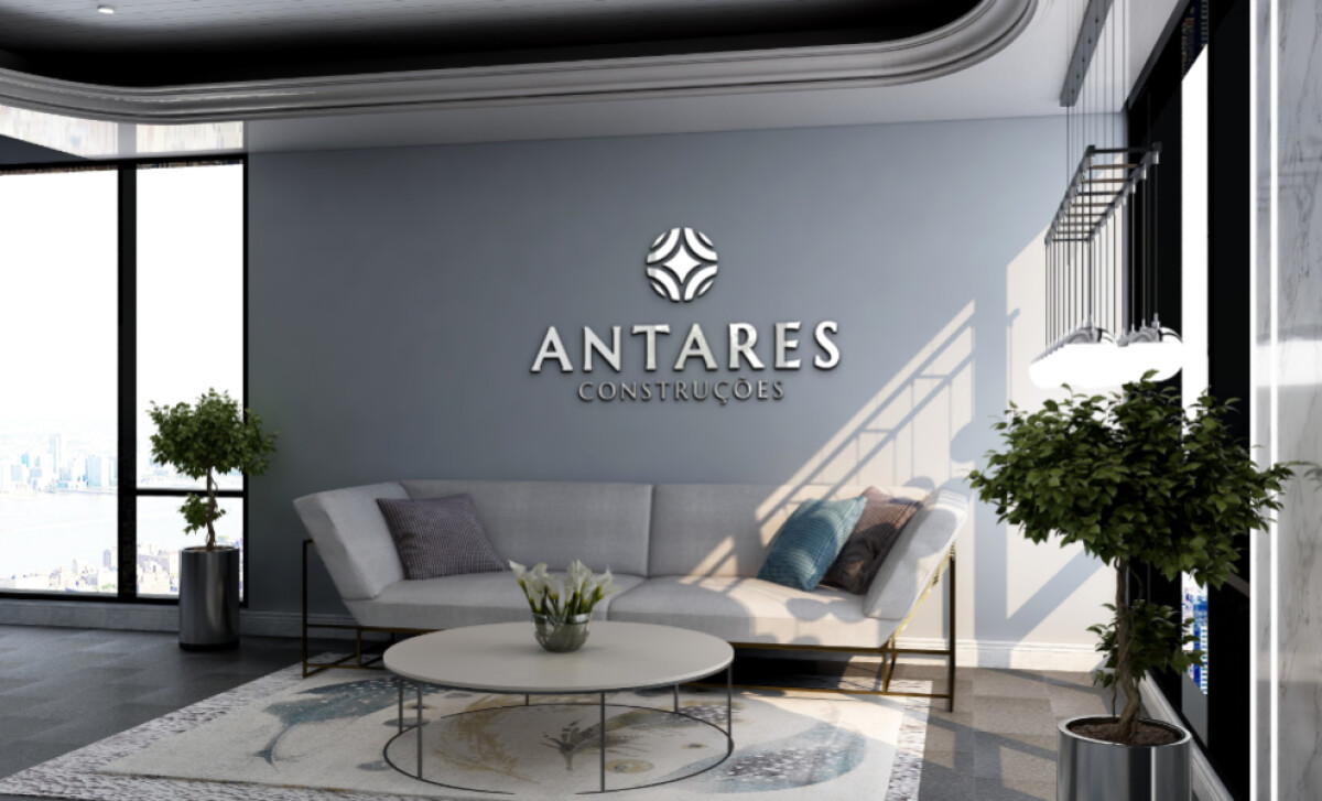 Antares Construções aluminum sign by Estúdio Lari Design.