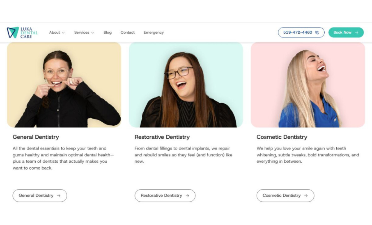 Luka Dental Care Website Imagery