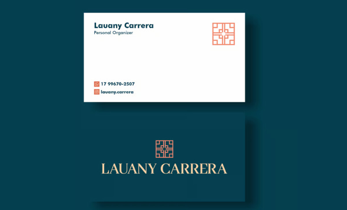 Lauany Carrera logo on business card by André Ito Design.