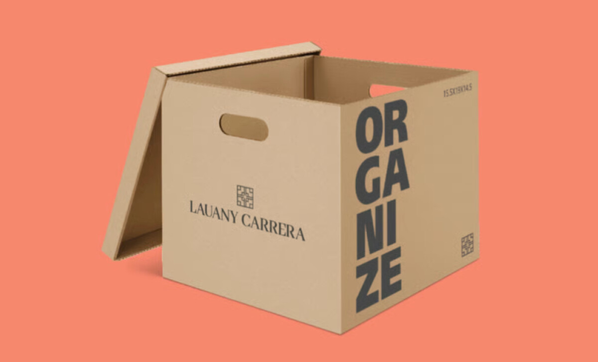 Lauany Carrera logo on box by André Ito Design.