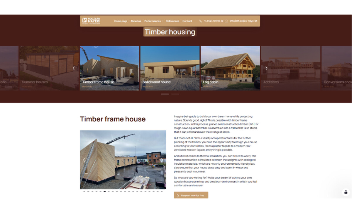 Holzbau Mayer about section by Holzbau Mayer.