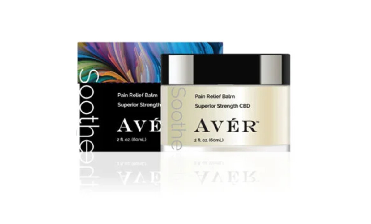 Avér pain relief balm packaging design by Brian Ellis Martin.