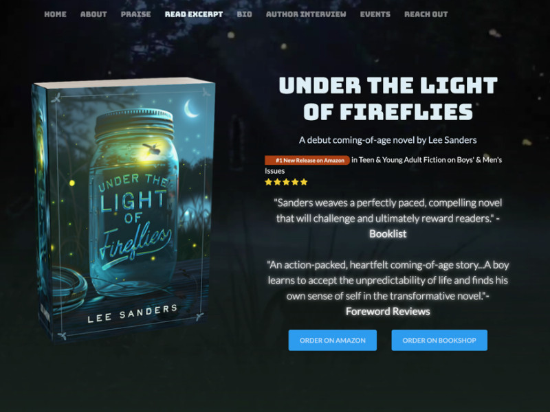 Under The Light of Fireflies website design by AmicusAe Marketing.