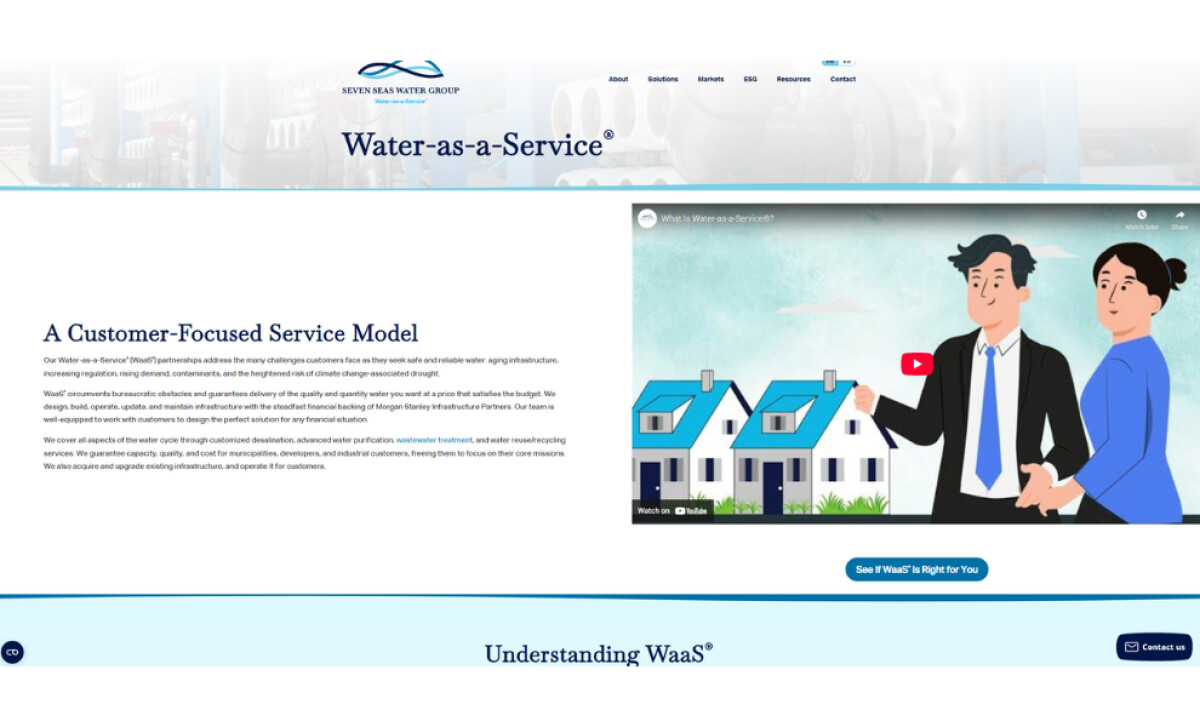 Seven Seas Water Group service page by WellFound Marketing.