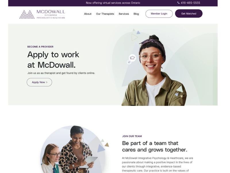 McDowall Health website design by Supernova Creative.
