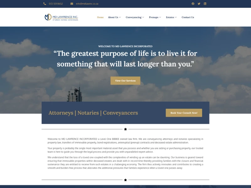 Md Lawrence Incorporated website design by Paper Cone Studios.