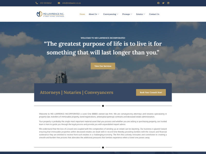 Md Lawrence Incorporated website design by Paper Cone Studios.