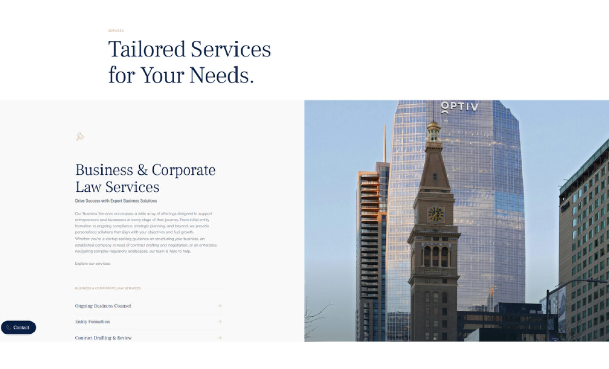 Auxo Law services page by Kroma Creative.