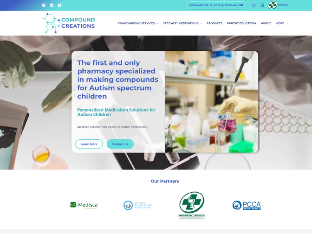 Compound Creations Pharmacy website design by SK Sparkle Tech.