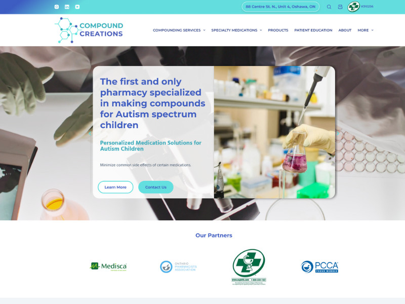 Compound Creations Pharmacy website design by SK Sparkle Tech.