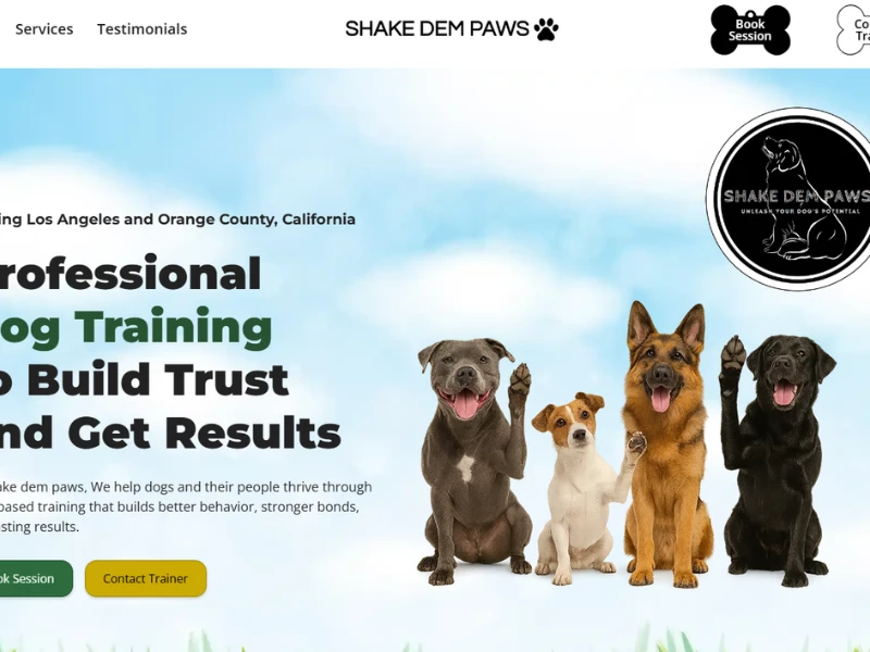 Shake Dem Paws website design by Graceful Web Studio.
