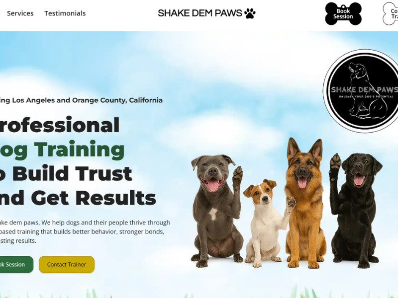 Shake Dem Paws website design by Graceful Web Studio.