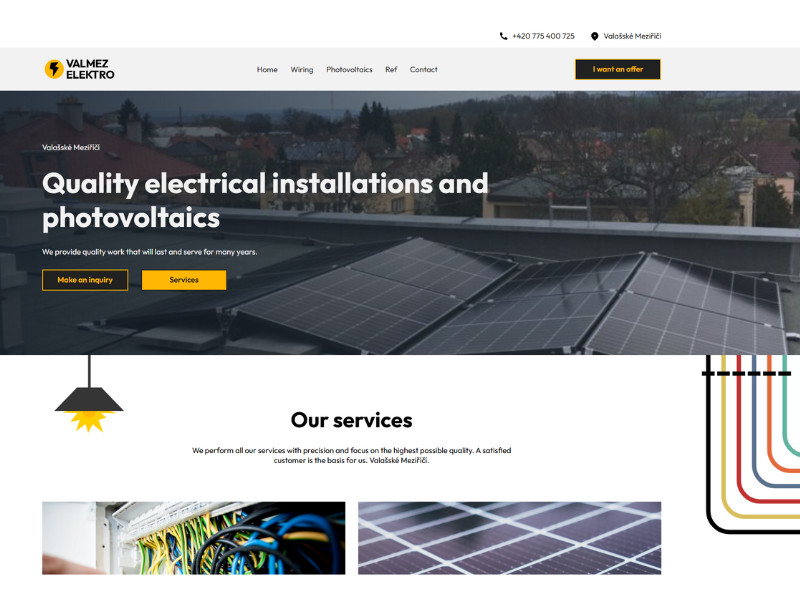 Valmez Elektro website design by Dewelloop.