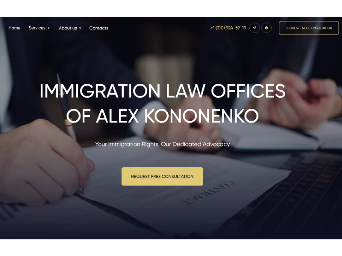 Immigration Law Offices of Alex Kononenko website design by Pandava Design.