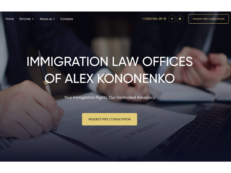 Immigration Law Offices of Alex Kononenko website design by Pandava Design.