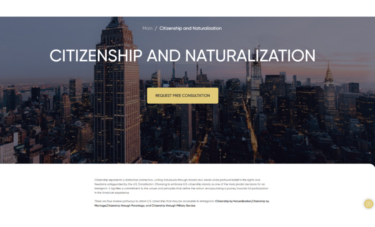 Immigration Law Offices of Alex Kononenko services page by Pandava Design.