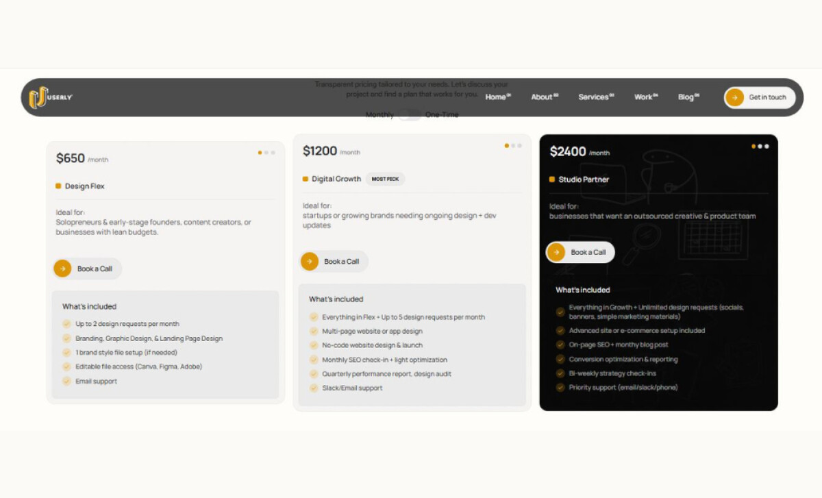 Userly Digital Studio's Clean UI Website