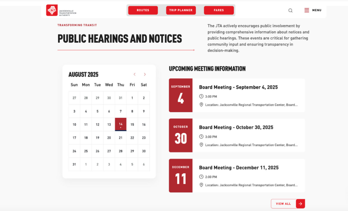 JTAFLA Calendar Feature