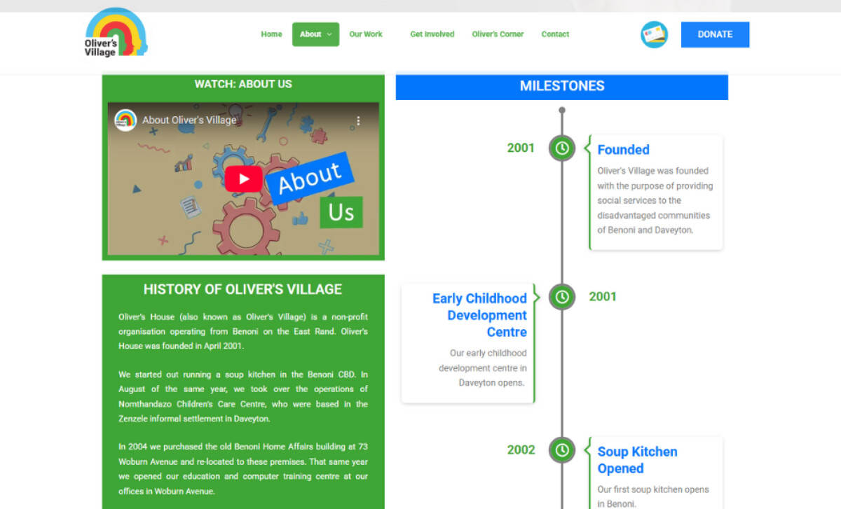 Oliver's Village about us page by Websites 360.