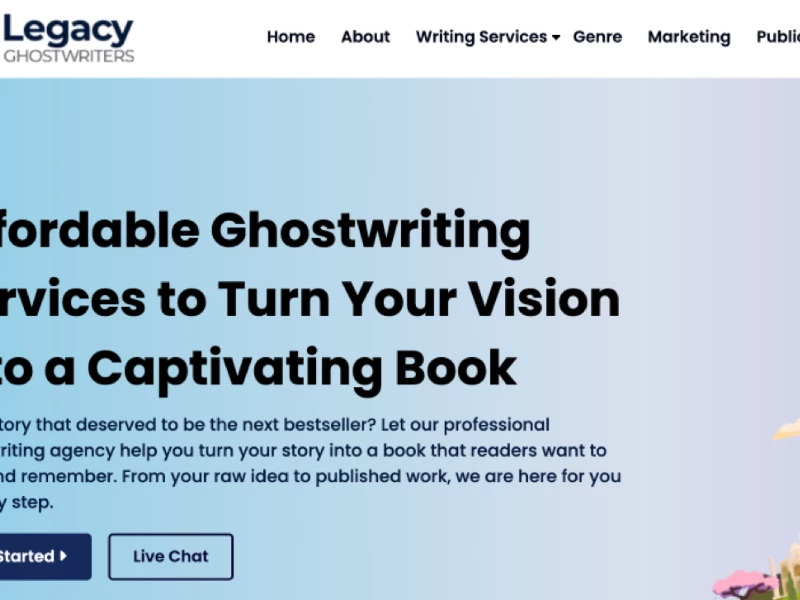 The Legacy Ghostwriters website homepage by DM Nexa Marketing.