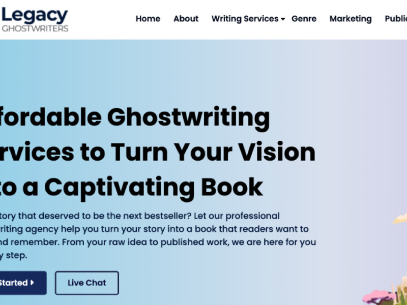 The Legacy Ghostwriters website homepage by DM Nexa Marketing.
