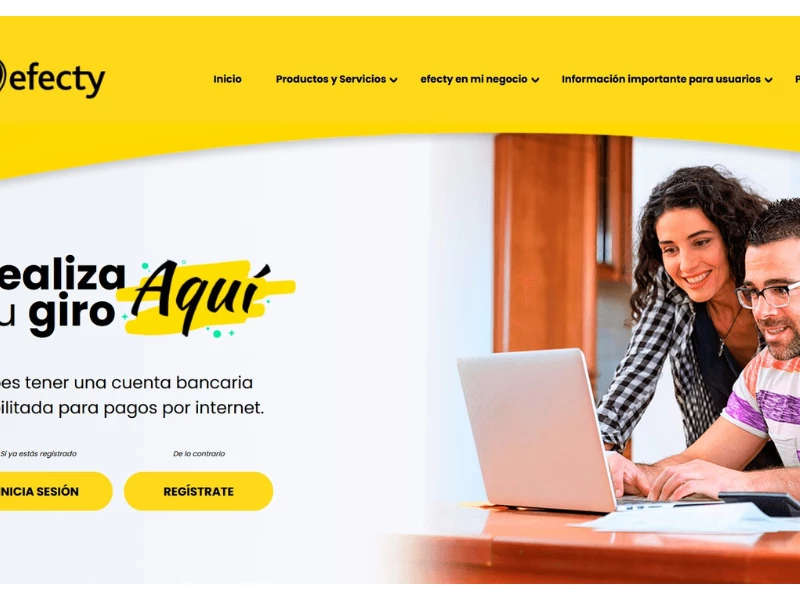 Efecty website homepage.