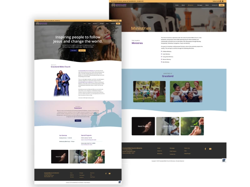 Graceland Bible Church website design by Alphega.