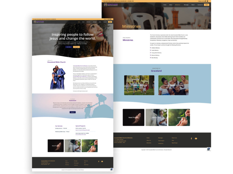 Graceland Bible Church website design by Alphega.