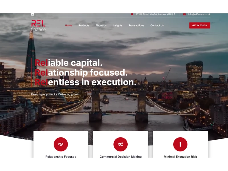 REL Finance website design by Green Cardinal Design.