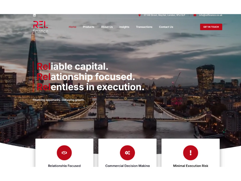REL Finance website design by Green Cardinal Design.