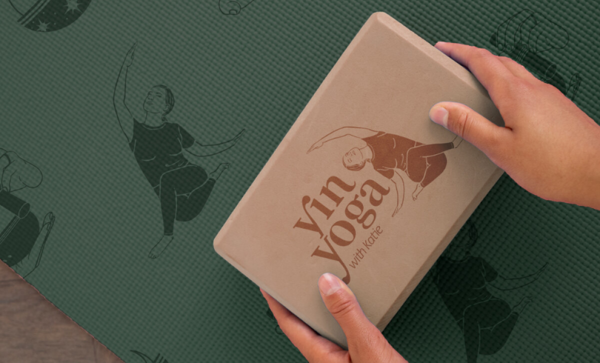 Yin Yoga with Katie logo on packaging by House on Fire.