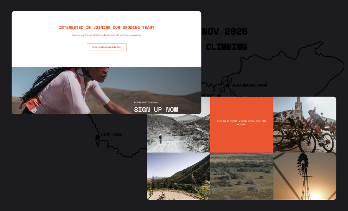 Gravel Burn sign up page by Woww.