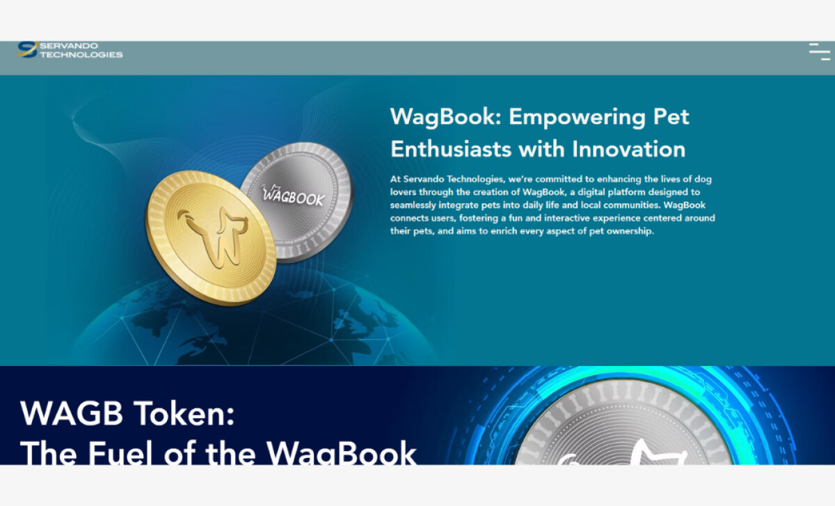 Servando Technologies WagBook coin page by Epixi Studio.