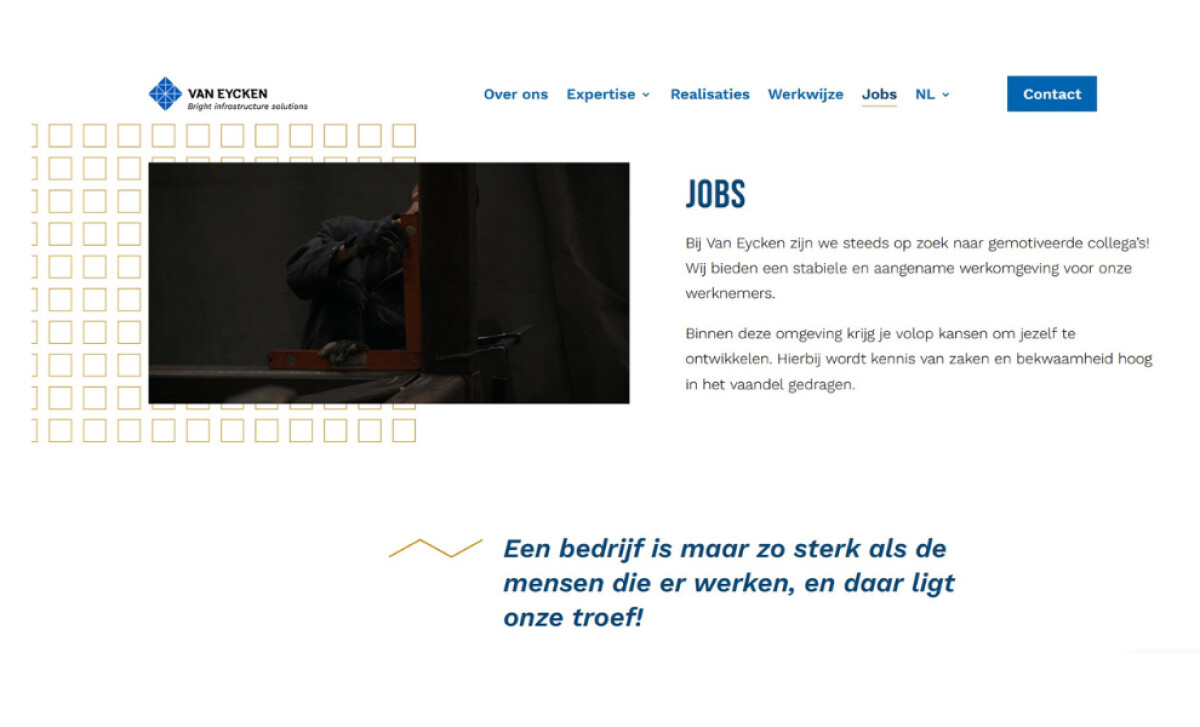 Van Eycken website jobs page by Han Studio.