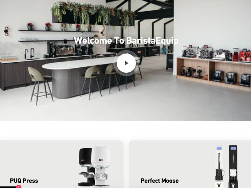 Barista Equip website section highlighting the complete coffee experience.
